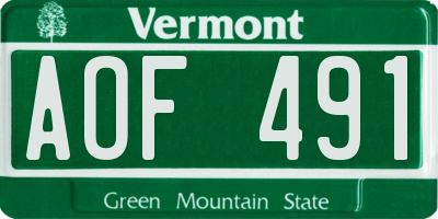 VT license plate AOF491