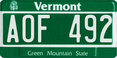 VT license plate AOF492
