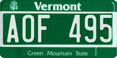 VT license plate AOF495