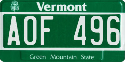 VT license plate AOF496