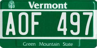 VT license plate AOF497