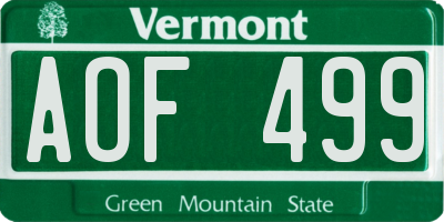 VT license plate AOF499