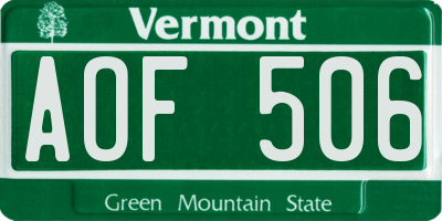 VT license plate AOF506
