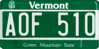 VT license plate AOF510