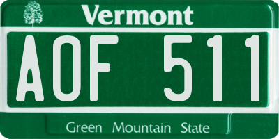 VT license plate AOF511