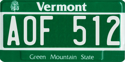 VT license plate AOF512