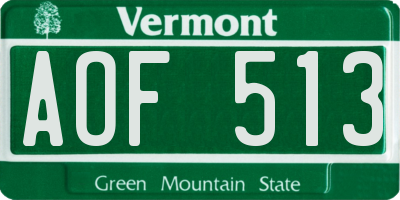 VT license plate AOF513