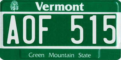 VT license plate AOF515