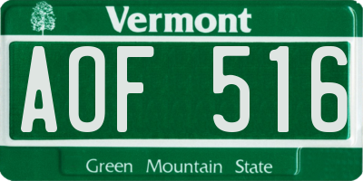 VT license plate AOF516