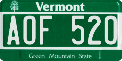 VT license plate AOF520