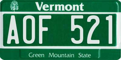 VT license plate AOF521