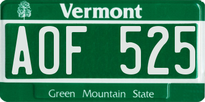 VT license plate AOF525