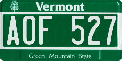 VT license plate AOF527