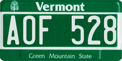 VT license plate AOF528