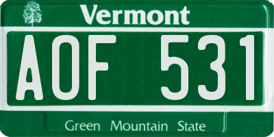 VT license plate AOF531