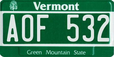 VT license plate AOF532