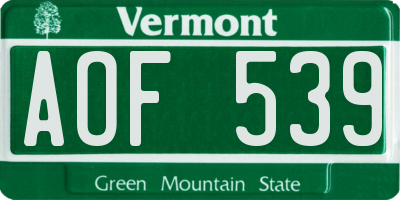 VT license plate AOF539