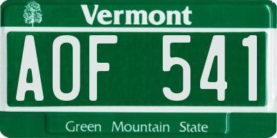 VT license plate AOF541