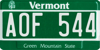 VT license plate AOF544