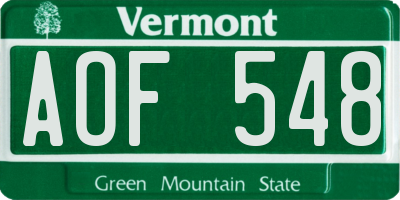 VT license plate AOF548