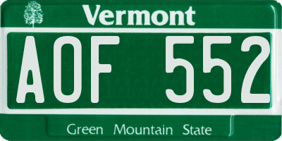 VT license plate AOF552