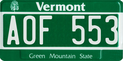 VT license plate AOF553