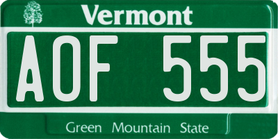 VT license plate AOF555