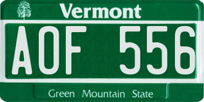 VT license plate AOF556