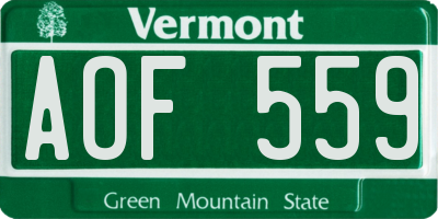 VT license plate AOF559