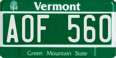 VT license plate AOF560