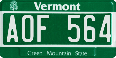 VT license plate AOF564