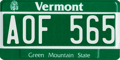 VT license plate AOF565