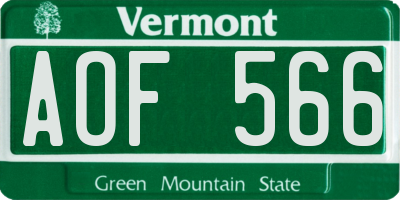 VT license plate AOF566