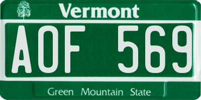 VT license plate AOF569