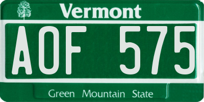 VT license plate AOF575