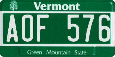 VT license plate AOF576