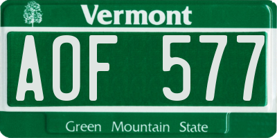 VT license plate AOF577