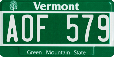 VT license plate AOF579