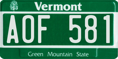 VT license plate AOF581