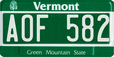 VT license plate AOF582