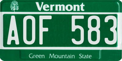 VT license plate AOF583