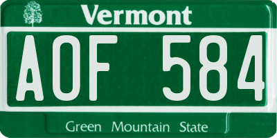 VT license plate AOF584