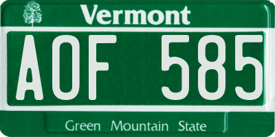 VT license plate AOF585