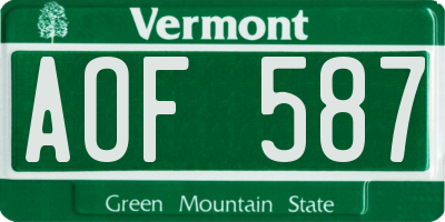 VT license plate AOF587