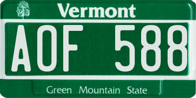 VT license plate AOF588