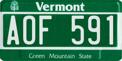 VT license plate AOF591