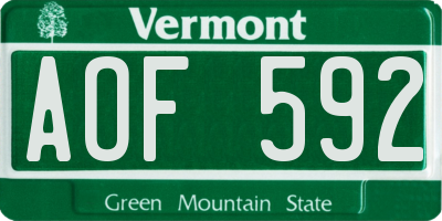 VT license plate AOF592
