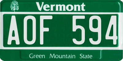VT license plate AOF594