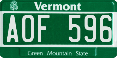 VT license plate AOF596
