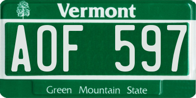VT license plate AOF597